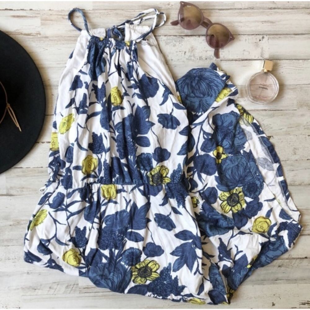Patagonia Midi Blue Yellow Floral Dress Small